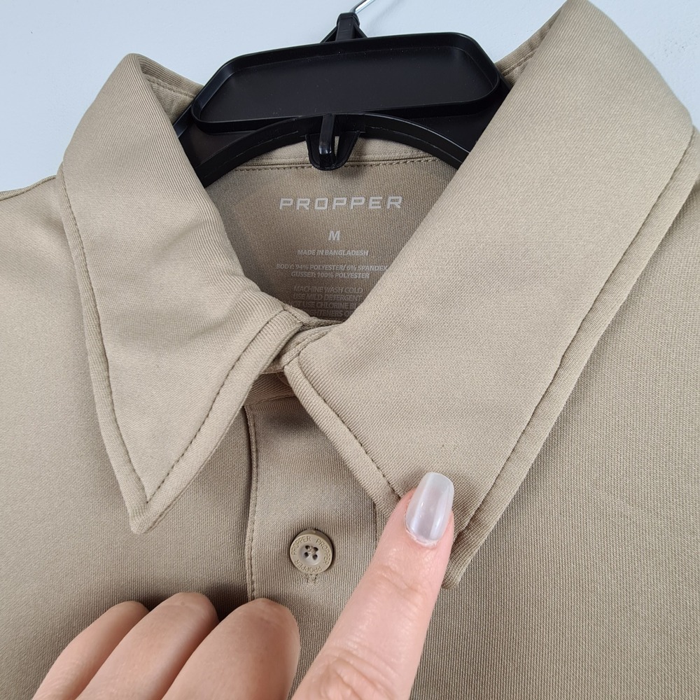Propper Mens F5341 Tactical Polo Shirt Tan Short Sleeve Mic Clips Size Medium - Picture 3 of 11